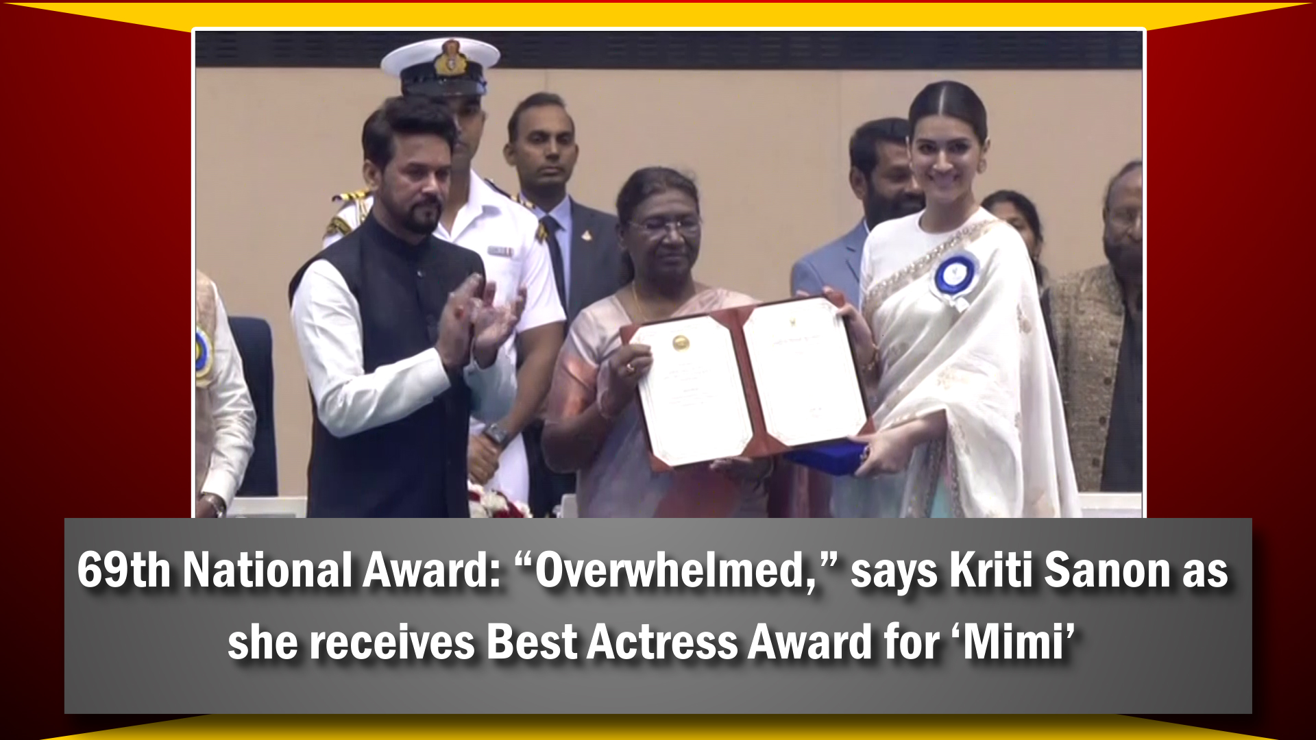 69th National Award: `Overwhelmed,` says Kriti Sanon as she receives Best Actress Award for `Mimi`